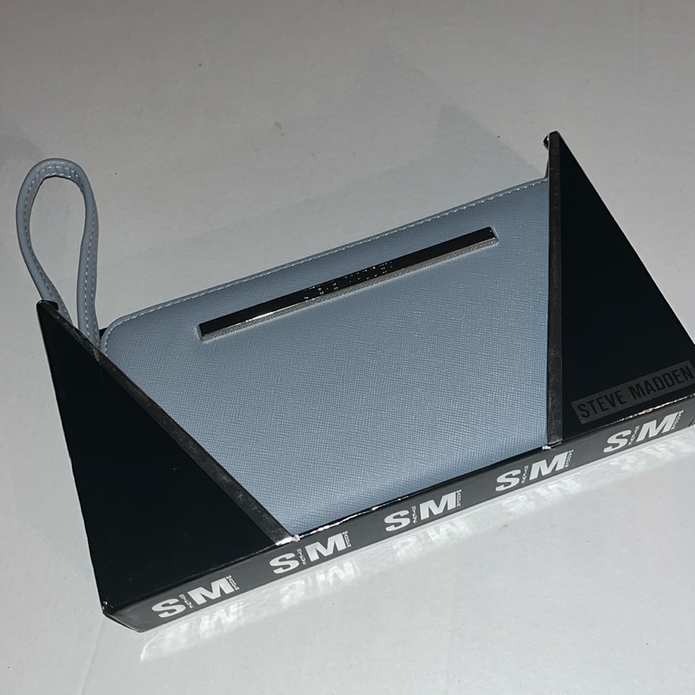 Steve Madden Light Powder Blue Textured Wristlet